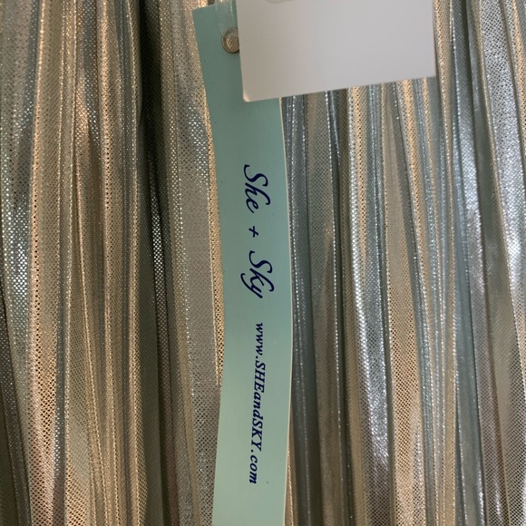 NEW SHE + SKY Foil Color Block Skirt L - Picture 2 of 5